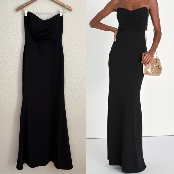 NWOT Iconic Arrival Black Strapless Bustier Mermaid Maxi Dress - Picture 1 of 9